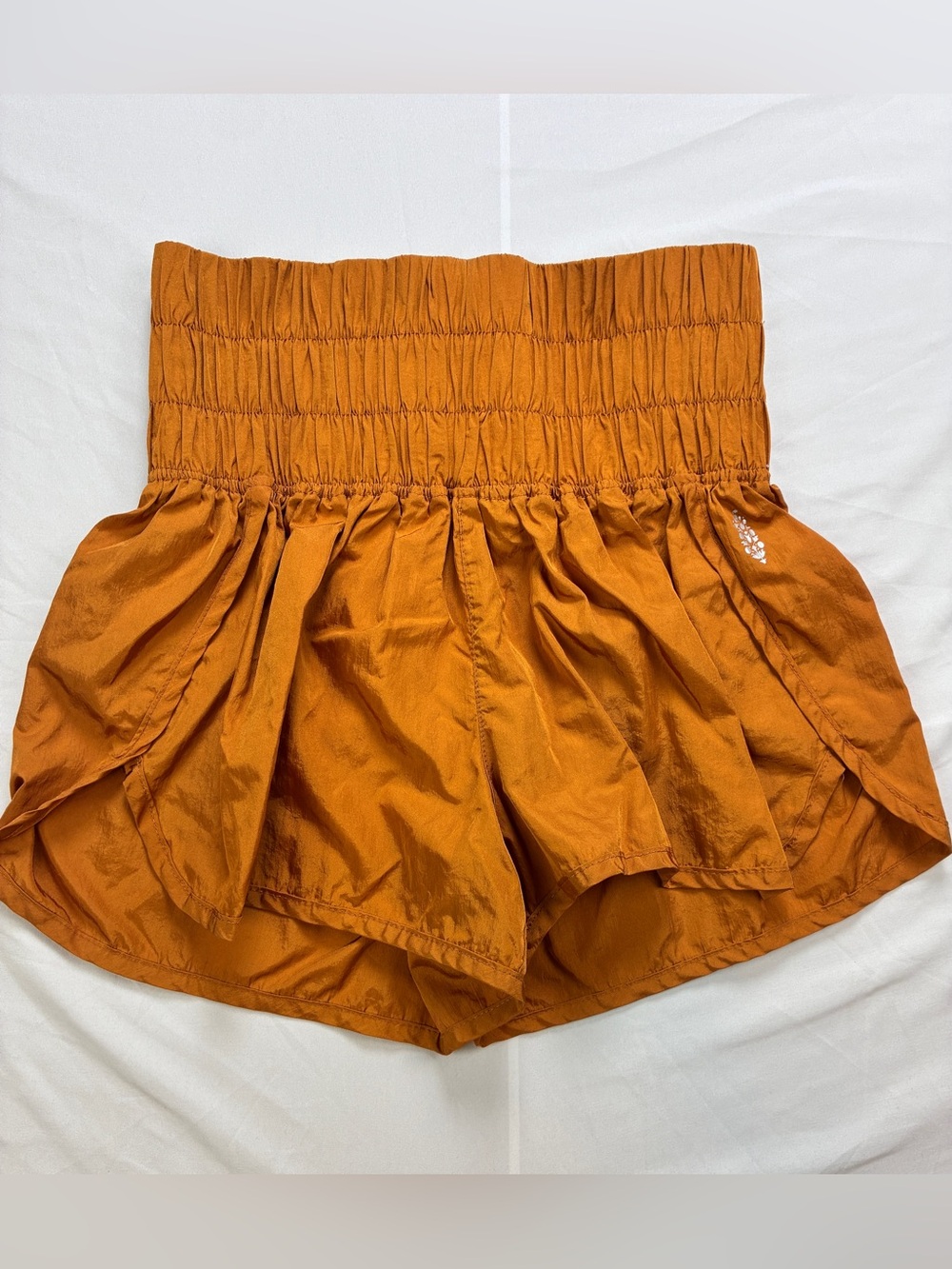 FP Movement by Free People The Way Home Orange/Rust/Copper Smocked Waist Shorts